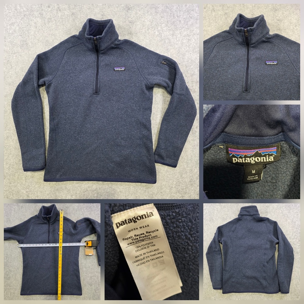 Patagonia Better Sweater Jacket Womens Medium Blue 1/4 Zip Fleece Pullover 25617